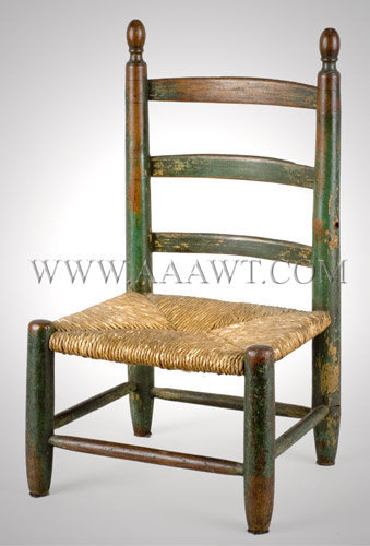 Early Child's Ladder-Back Chair
Original Green Paint
Early 19th Century, entire view